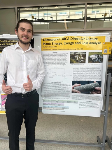 John Syata with poster at the College of Engineering Research Open House 2025